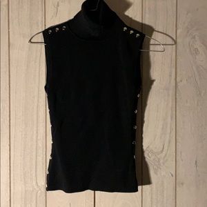 Black turtleneck sleeveless top